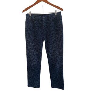 Talbots Pants Womens 6 Blue‎ Floral Motifs Paisley Cropped Straight Leg Stretch